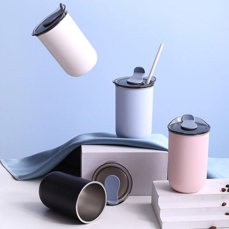 Wholesale 300Ml Stainless Steel 304 Vacuum Coffee Mugs Water Cups Custom Logo Metal Coffee Tumbler Cups With Lid