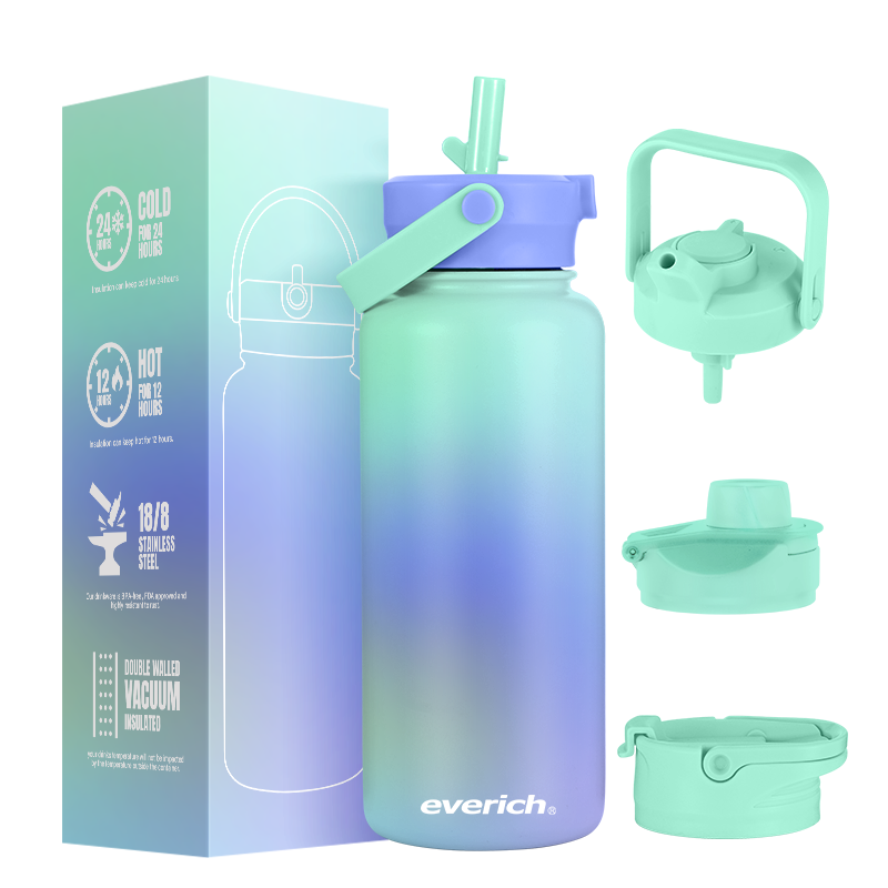 Stainless Steel Insulated Water Bottle with Straw For Cold & Hot Drinks Metal Vacuum Flask with Screw Lid and Modern Leakproof