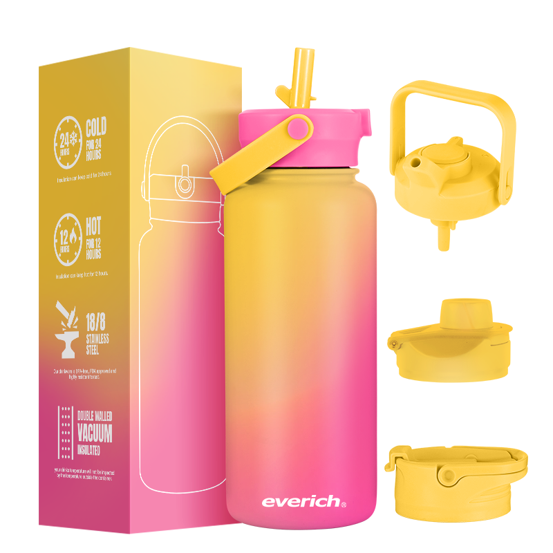 Stainless Steel Insulated Water Bottle with Straw For Cold & Hot Drinks Metal Vacuum Flask with Screw Lid and Modern Leakproof