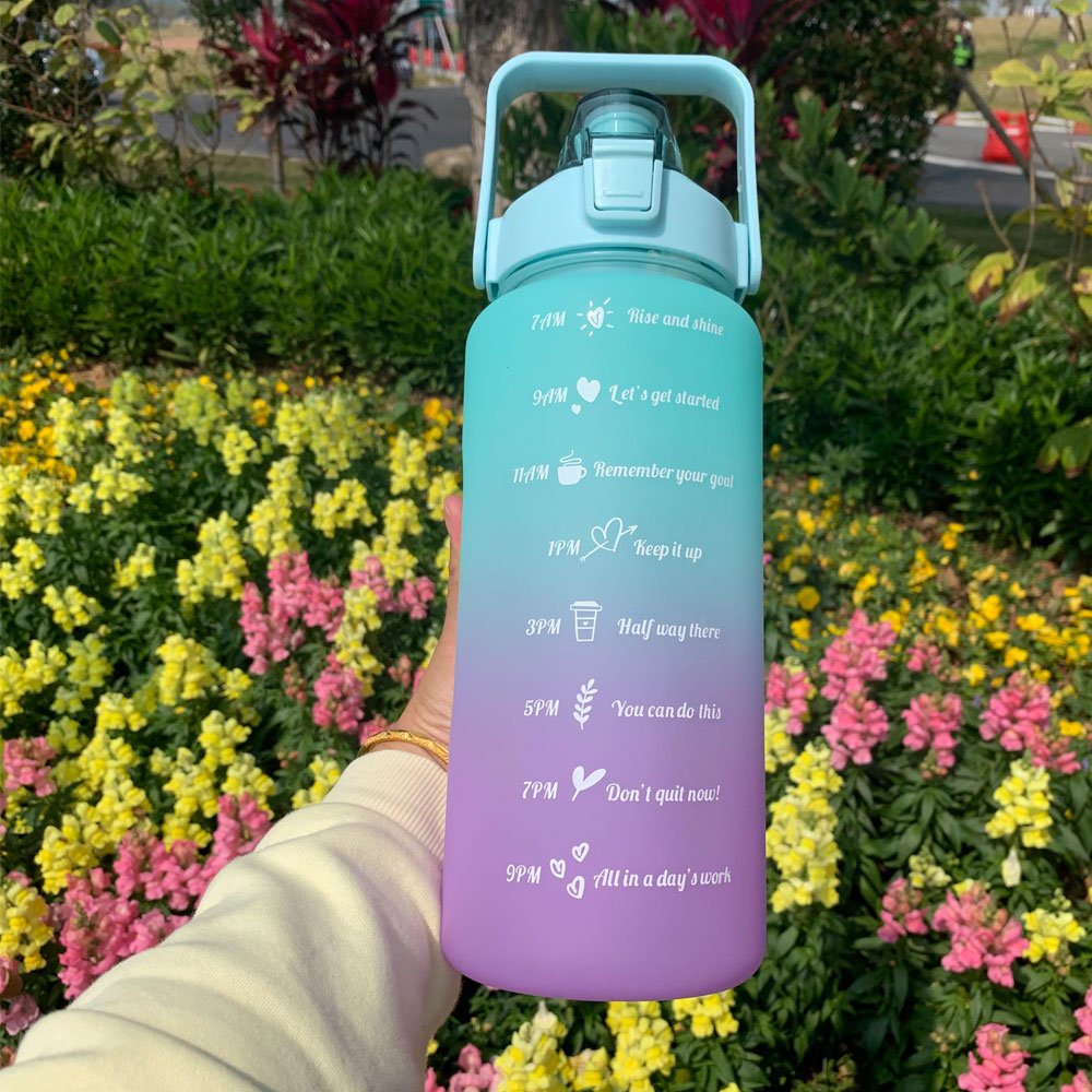 2L Water Bottle Motivational Drinking Bottle With Time Marker Large Capacity Portable Reusable Plastic motivational water bottle