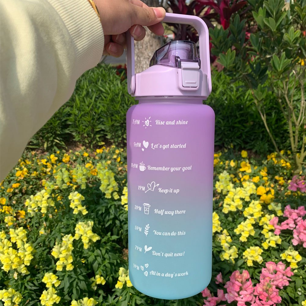 2L Water Bottle Motivational Drinking Bottle With Time Marker Large Capacity Portable Reusable Plastic motivational water bottle