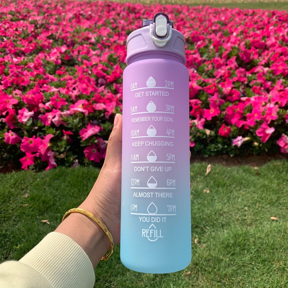 2L Water Bottle Motivational Drinking Bottle With Time Marker Large Capacity Portable Reusable Plastic motivational water bottle