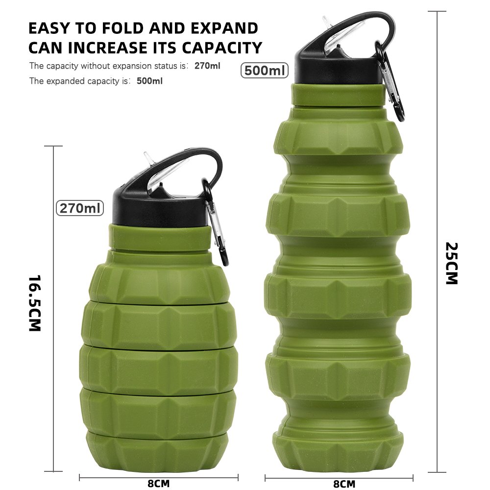 MKAS Folding Collapsible Silicone Water Bottle Bpa Free Foldable Custom Logo Wholesale Silicone Collapsible Water Bottle