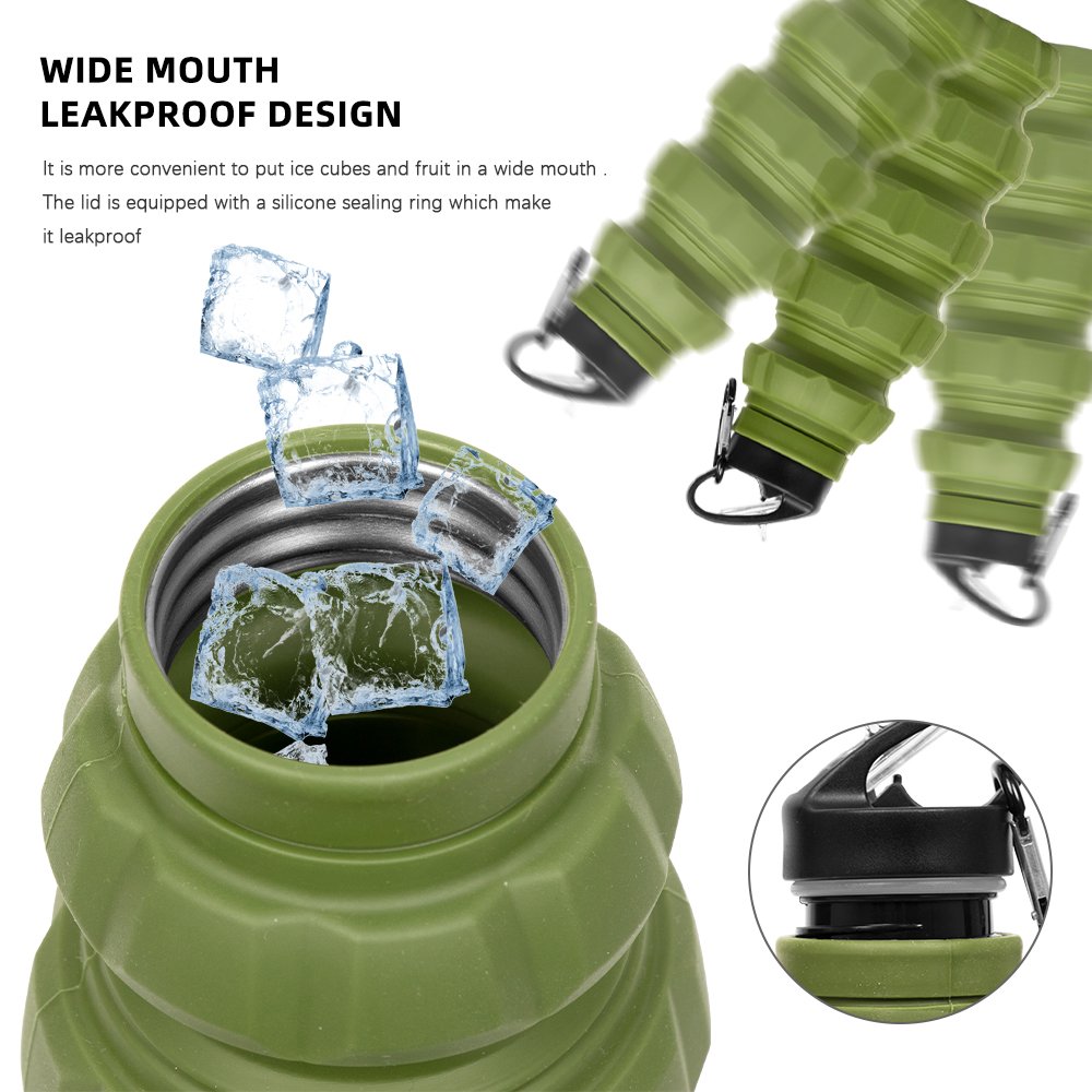 MKAS Folding Collapsible Silicone Water Bottle Bpa Free Foldable Custom Logo Wholesale Silicone Collapsible Water Bottle