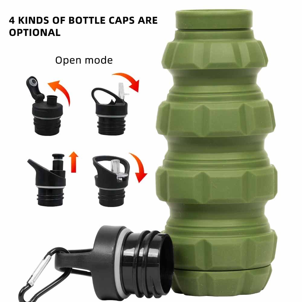 MKAS Folding Collapsible Silicone Water Bottle Bpa Free Foldable Custom Logo Wholesale Silicone Collapsible Water Bottle