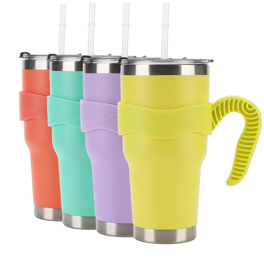 30oz Stainless Steel Insulated Tumbler 900ML Double Wall Vacuum Travel Coffee Mug Handle Sliding Lid Eco-friendly Gift Christmas