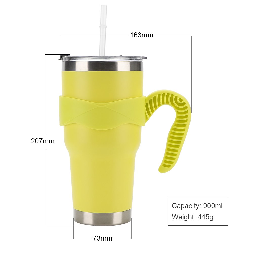 30oz Stainless Steel Insulated Tumbler 900ML Double Wall Vacuum Travel Coffee Mug Handle Sliding Lid Eco-friendly Gift Christmas