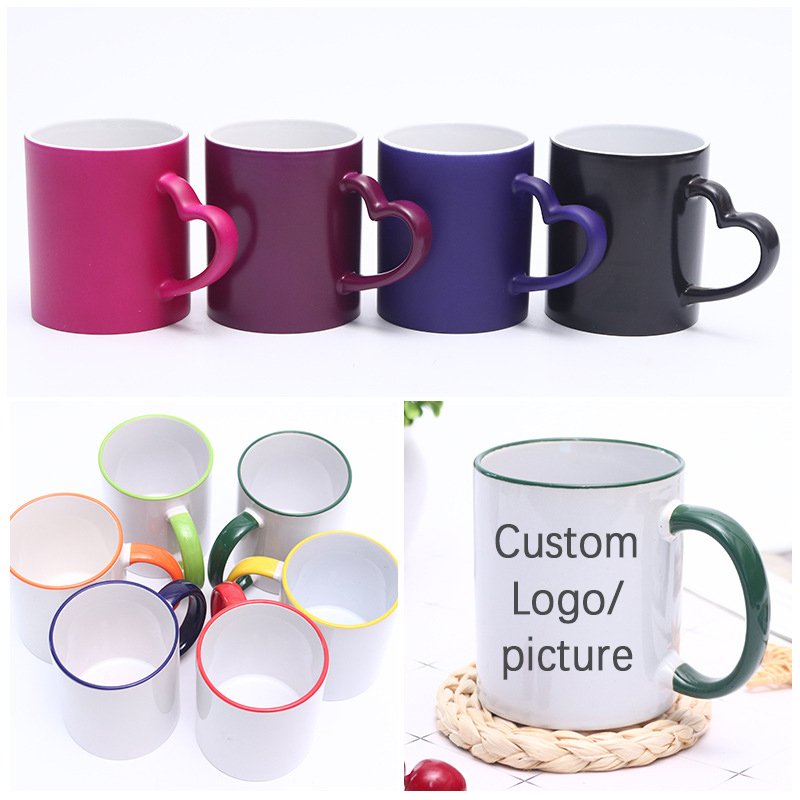 Customized Mug Logo With Box White Ceramic Coffee Mugs Customizable 11oz Blank Sublimation Mug Give Away Gifts