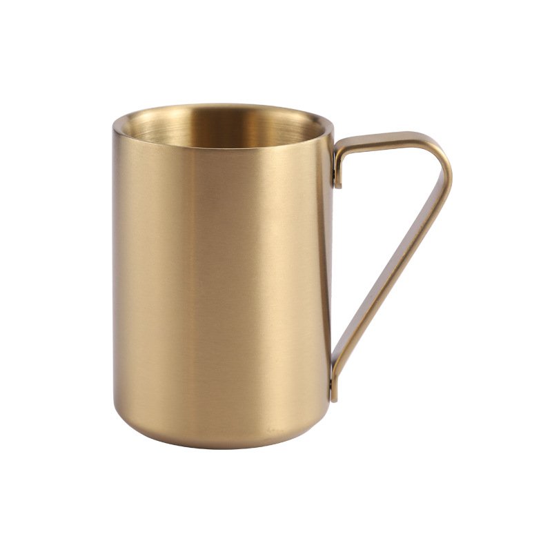 304 stainless steel double layer coffee cup with anti-hot factory direct Outdoor Camping mug breakfast milk cup