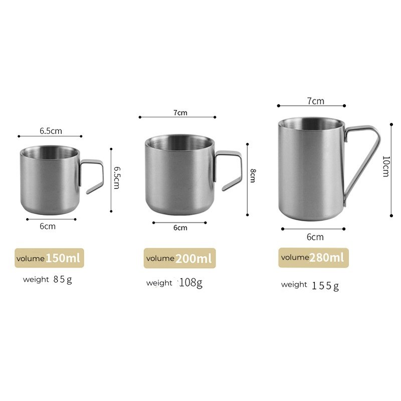 304 stainless steel double layer coffee cup with anti-hot factory direct Outdoor Camping mug breakfast milk cup