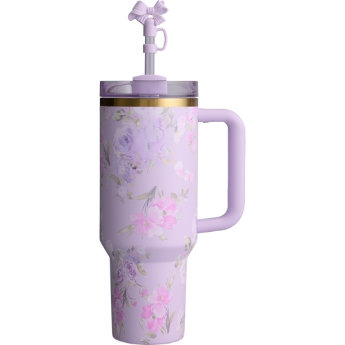 Adventure h2.0 fluid Pink 40oz Stainless Steel Insulated Tumbler 40 oz Travel Mug with Straw and Handle Lid QUENCHE | 40 OZ