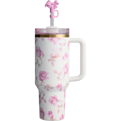 Adventure h2.0 fluid Pink 40oz Stainless Steel Insulated Tumbler 40 oz Travel Mug with Straw and Handle Lid QUENCHE | 40 OZ
