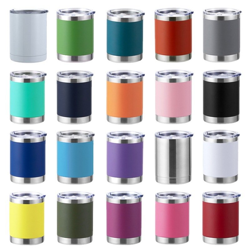 10oz Lowball Tumbler Custom Logo Powder Coated Insulated Vacuum Travel Mug Coffee Tea Water Beer Stainless Thermos Gifts