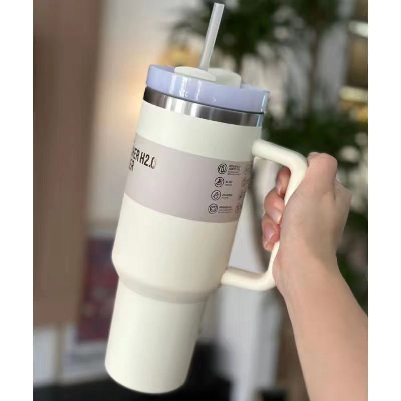 HOT Selling 40 Oz H2.0 Cup Double Wall Stainless Steel Vacuum Insulated Mug Travel 40oz Tumbler With Handle Lid Straw