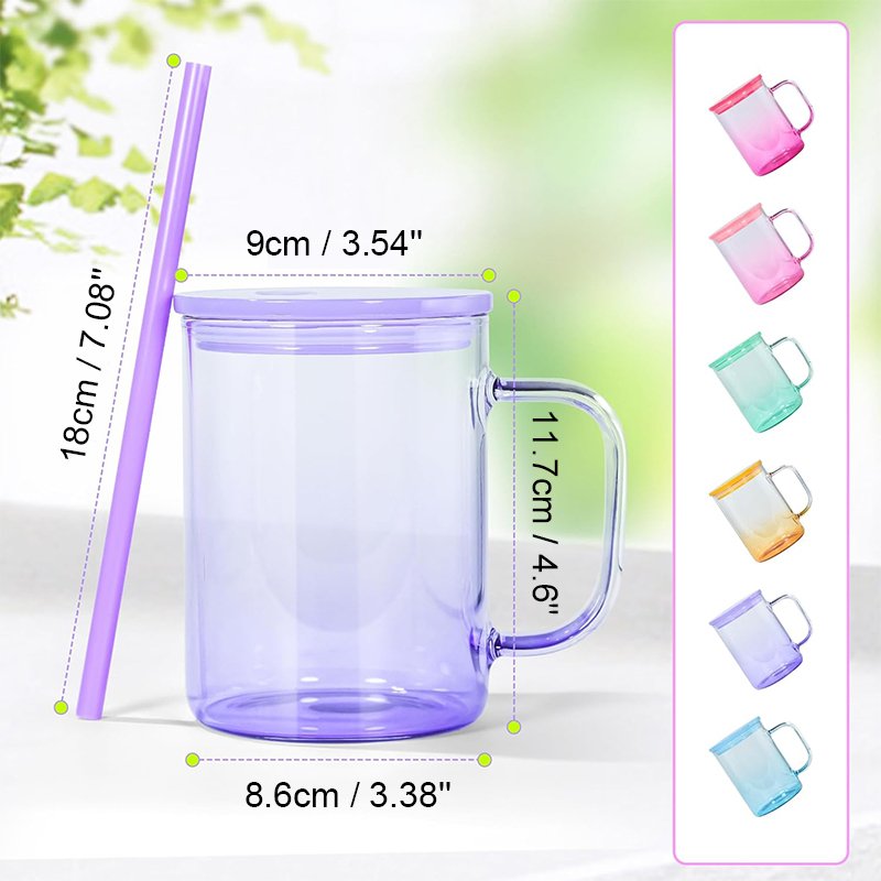 Custom 17oz Transparent Gradient Glass Mug Sublimation Blank Clear Ombre Jelly Glass Coffee Mug