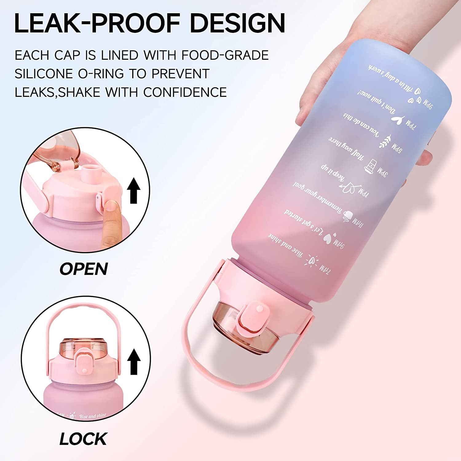 Wholesale Half Gallon Motivational BPA Free bottle 64 Oz Leak-proof Fitness plastic bottles Sport Water Bottles With Time Marker