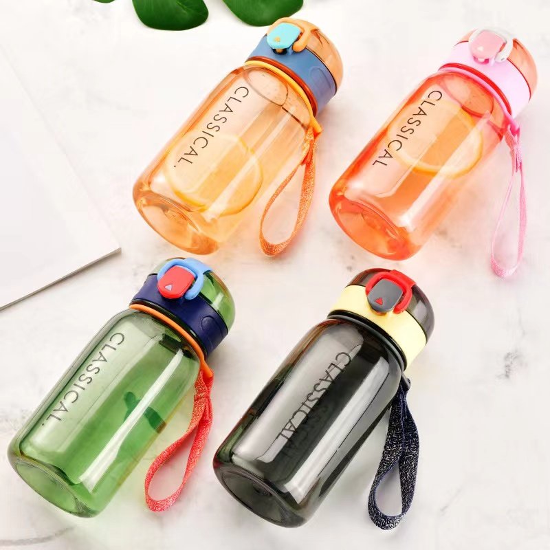 400-500ML Leak Proof Lid With One Click Open Plastic Drinking Water Bottle For Sports Large Capacity