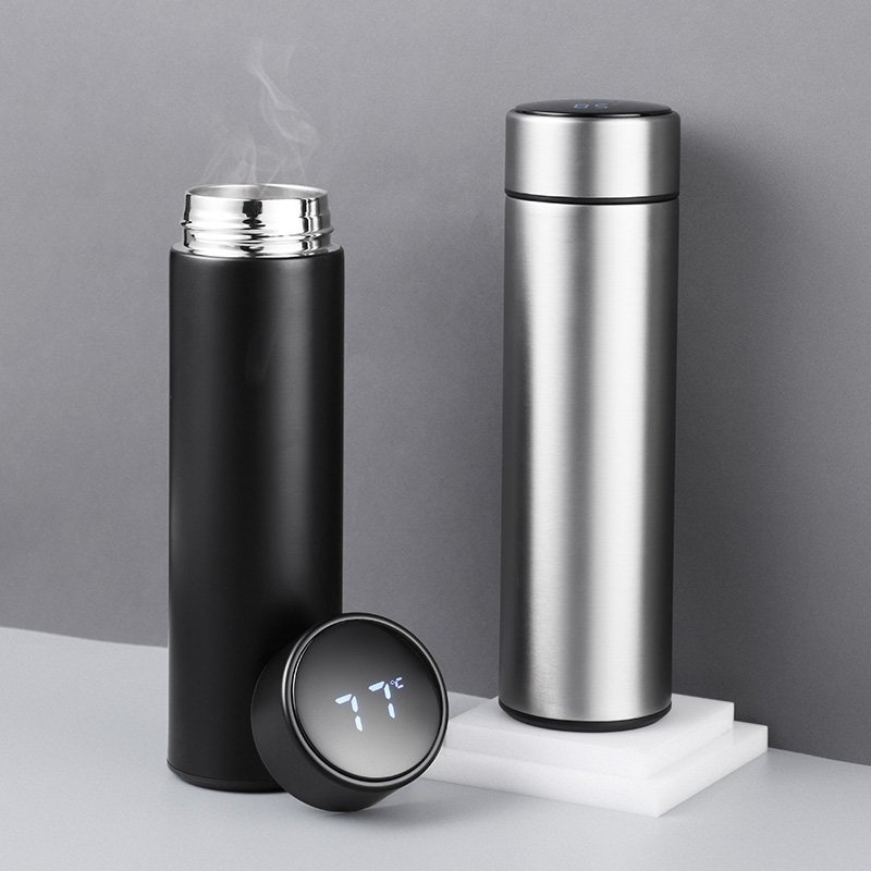 500ml Double Wall Insulated Custom Logo Vacuum Flask Smart Thermos Water Bottle with Led Temperature Display