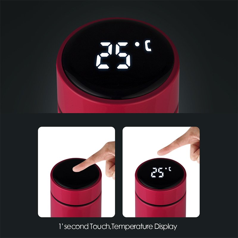 500ml Double Wall Insulated Custom Logo Vacuum Flask Smart Thermos Water Bottle with Led Temperature Display