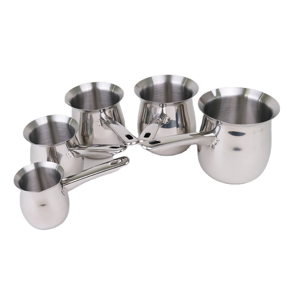 Classic Eco-Friendly Stainless Steel Manual Espresso Maker 24oz Turkish Coffee Pot Set Cezve with Carafe & Mug Warmers Travel