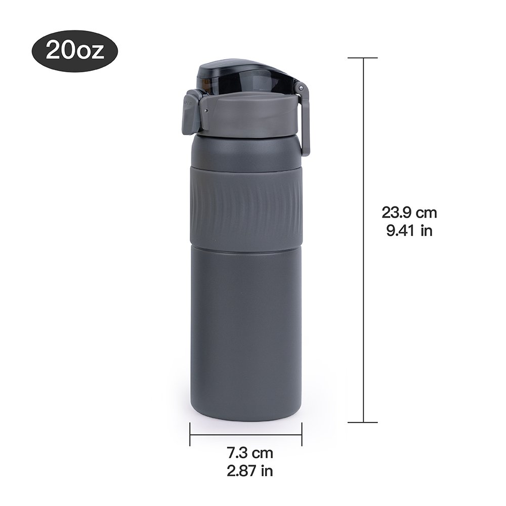Customized 20oz Vacuum Stainless Steel Flask Water Bottle with Straw Lid