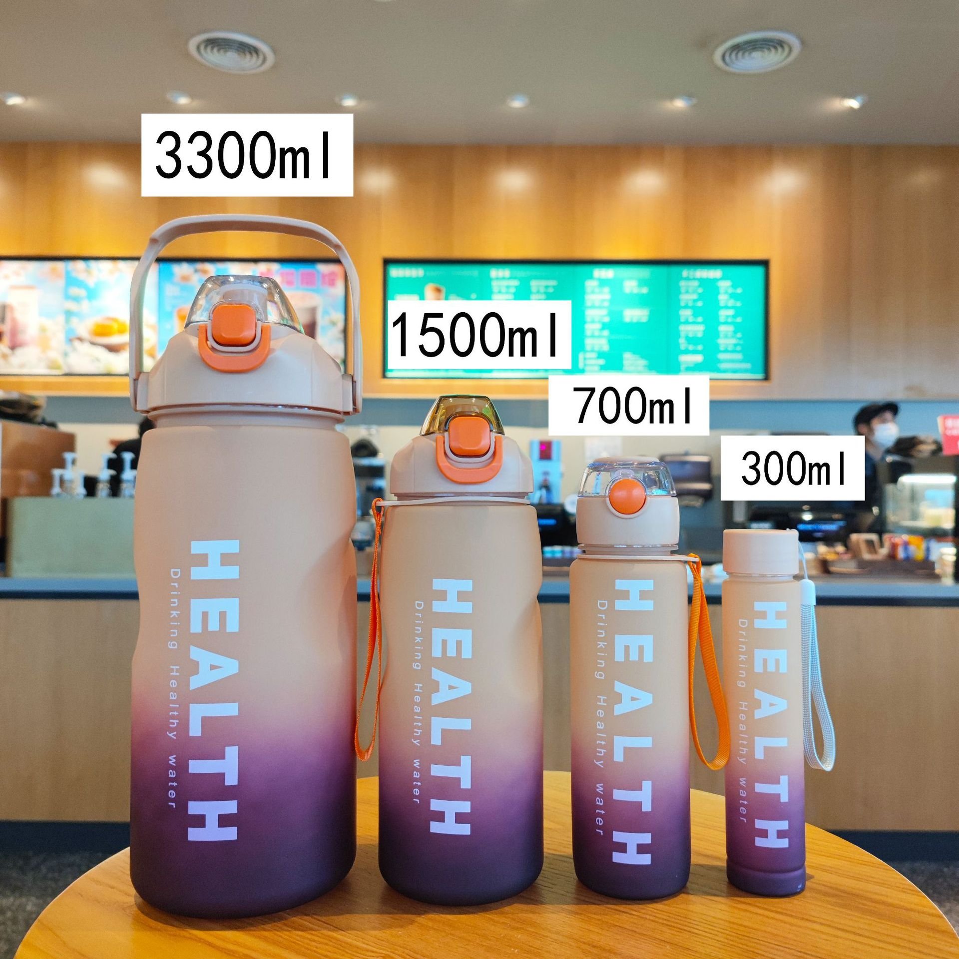 Custom 4 Pcs In 1 Set 3.3l Gradient Color Motivational Hiking Water Bottle With Straw Lid Large Capacity