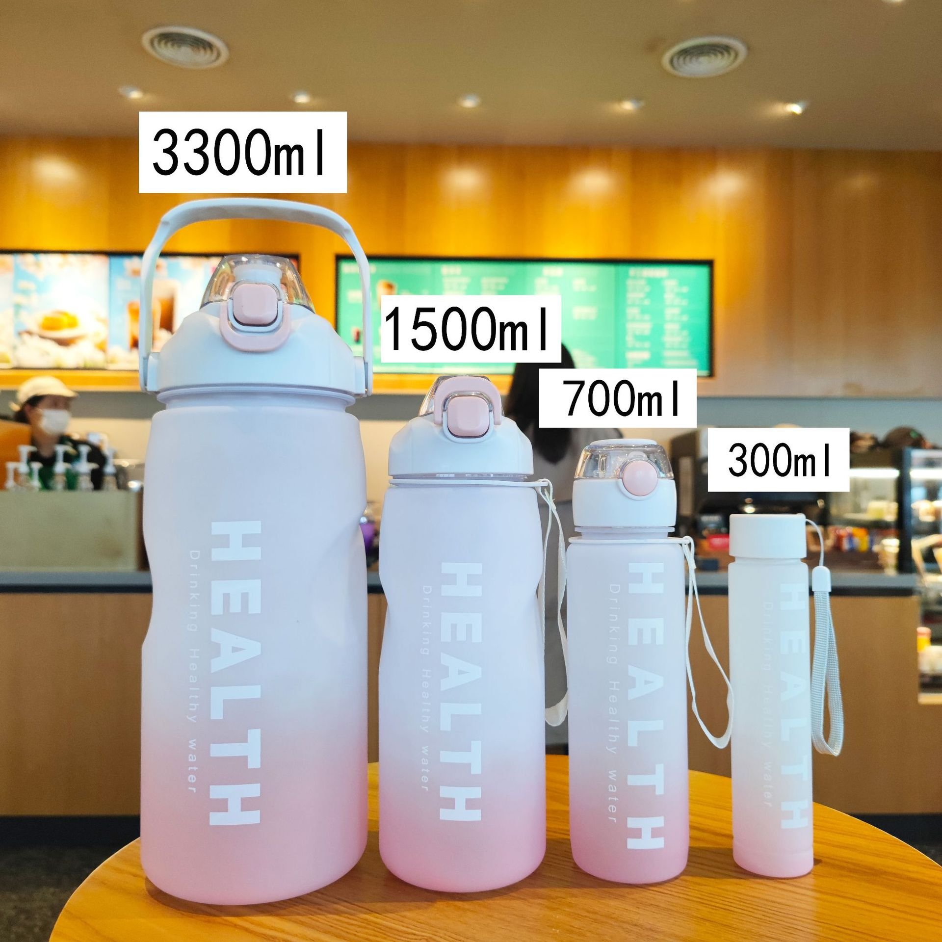 Custom 4 Pcs In 1 Set 3.3l Gradient Color Motivational Hiking Water Bottle With Straw Lid Large Capacity