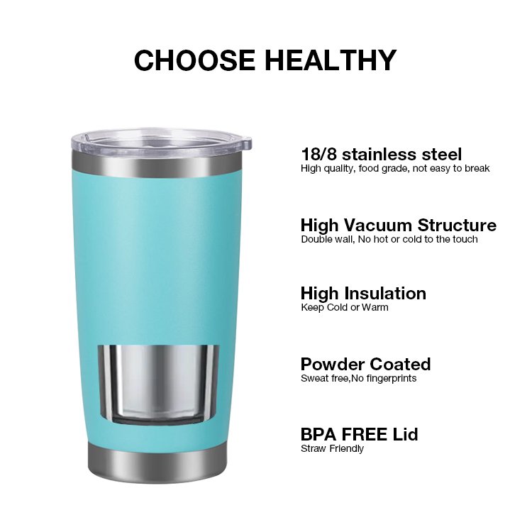 Wholesale 20oz 30oz Powder Coated Metal Stainless Steel Double Wall Insulated Vacuum Cup Coffee Tumblers Custom Travel Mugs