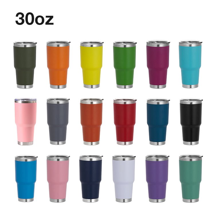 Wholesale 20oz 30oz Powder Coated Metal Stainless Steel Double Wall Insulated Vacuum Cup Coffee Tumblers Custom Travel Mugs
