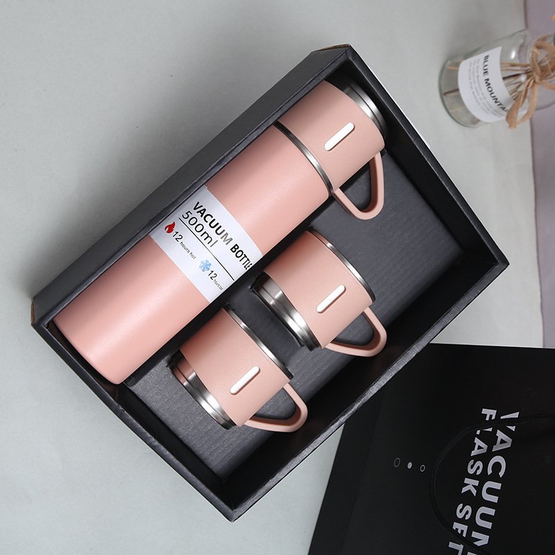 Promotional Vacuum Flask Stainless Steel Thermos 3 Lids Gift Set Water Bottles Water Coffee Mugs Tumbler Two 3 Cups