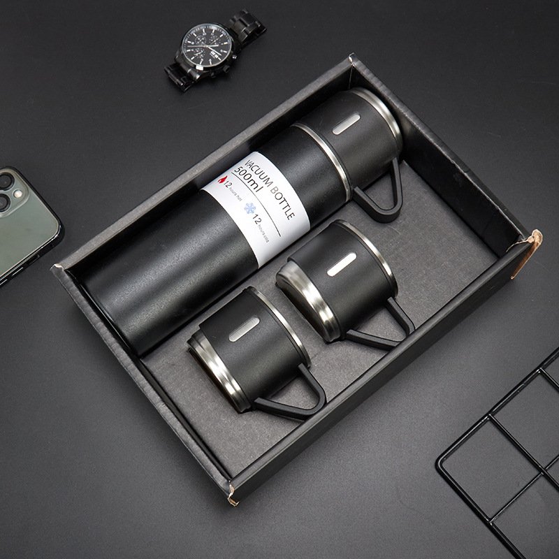 Promotional Vacuum Flask Stainless Steel Thermos 3 Lids Gift Set Water Bottles Water Coffee Mugs Tumbler Two 3 Cups