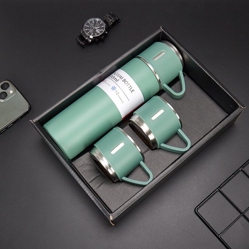 Promotional Vacuum Flask Stainless Steel Thermos 3 Lids Gift Set Water Bottles Water Coffee Mugs Tumbler Two 3 Cups