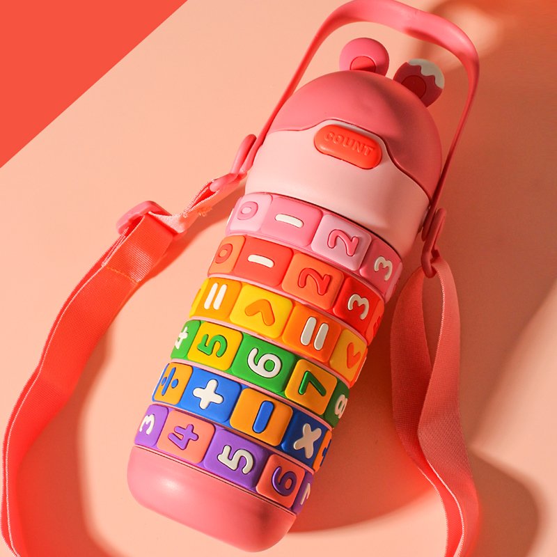 Popular Design Number Calculate Straw Hot Thermo Cups Vacuum Flask Double Wall Vacuum Insulated Thermos For Children