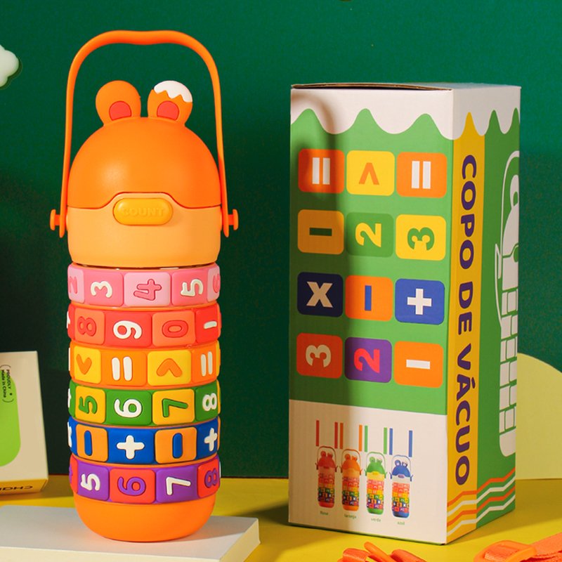 Popular Design Number Calculate Straw Hot Thermo Cups Vacuum Flask Double Wall Vacuum Insulated Thermos For Children