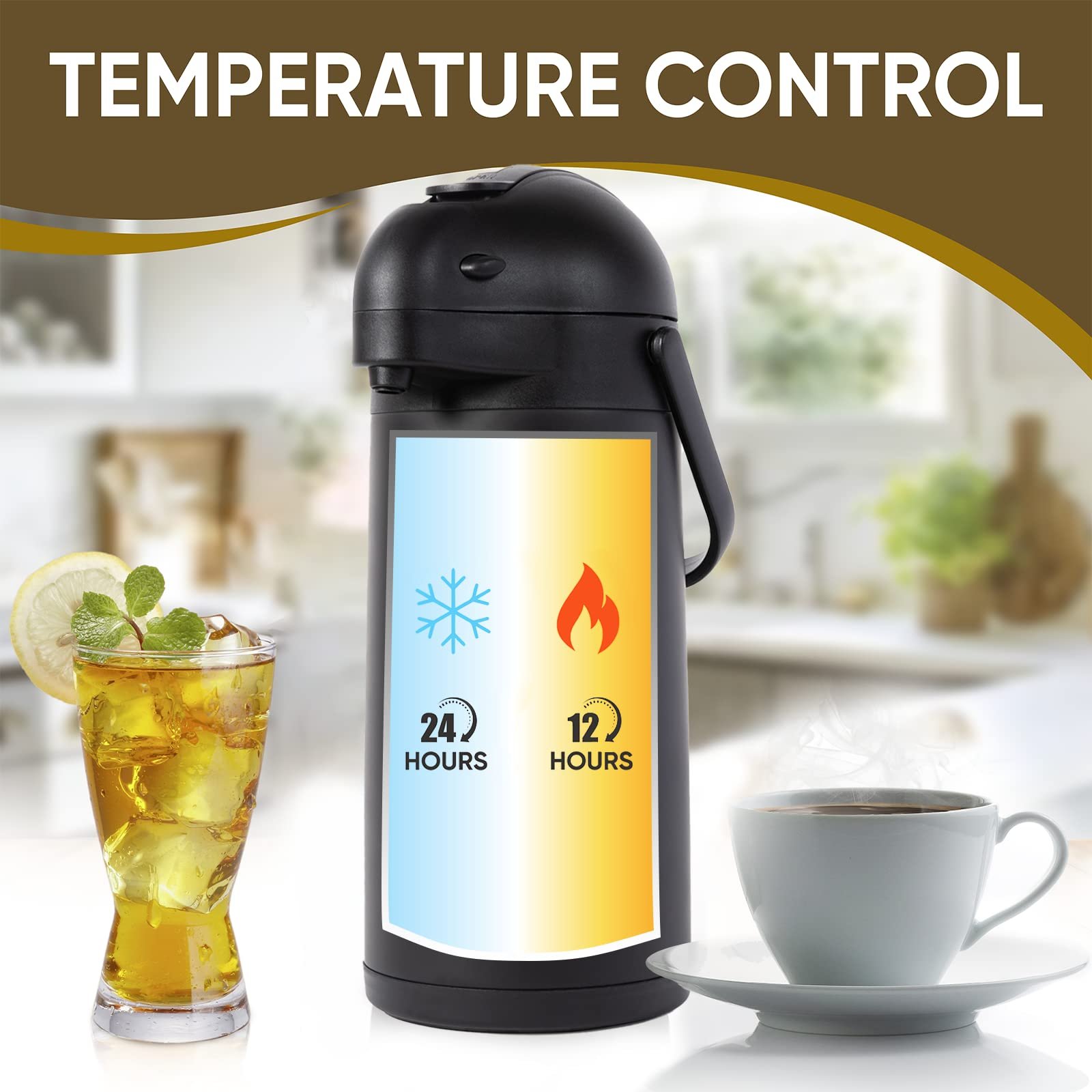 Manufacturer High Quality 5l 3l 2.5l Black Double Wall Stainless Steel Coffee Thermos / Vacuum Flask / Airpot / Carafe