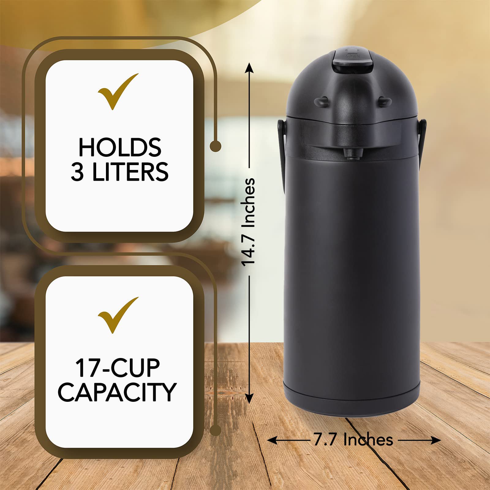 Manufacturer High Quality 5l 3l 2.5l Black Double Wall Stainless Steel Coffee Thermos / Vacuum Flask / Airpot / Carafe