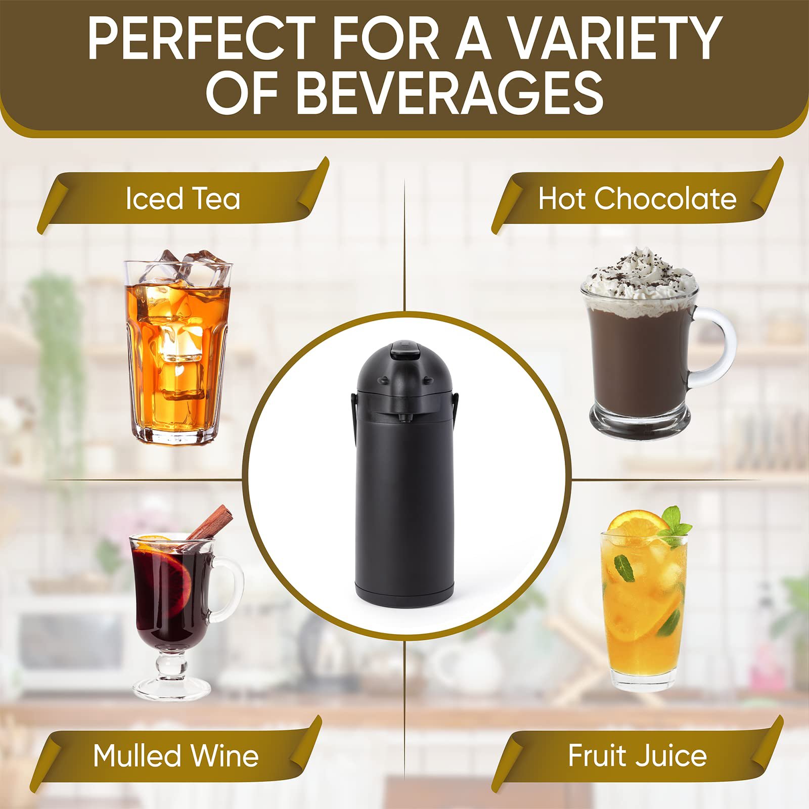 Manufacturer High Quality 5l 3l 2.5l Black Double Wall Stainless Steel Coffee Thermos / Vacuum Flask / Airpot / Carafe