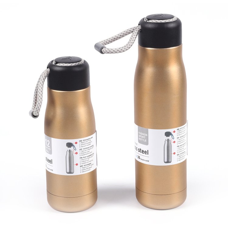 Custom logo 20oz unbreakable stainless steel double wall vacuum insulated thermo flask water bottle with loop