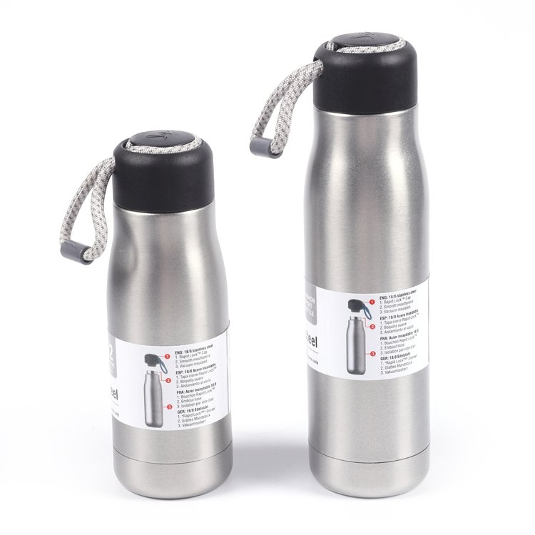 Custom logo 20oz unbreakable stainless steel double wall vacuum insulated thermo flask water bottle with loop