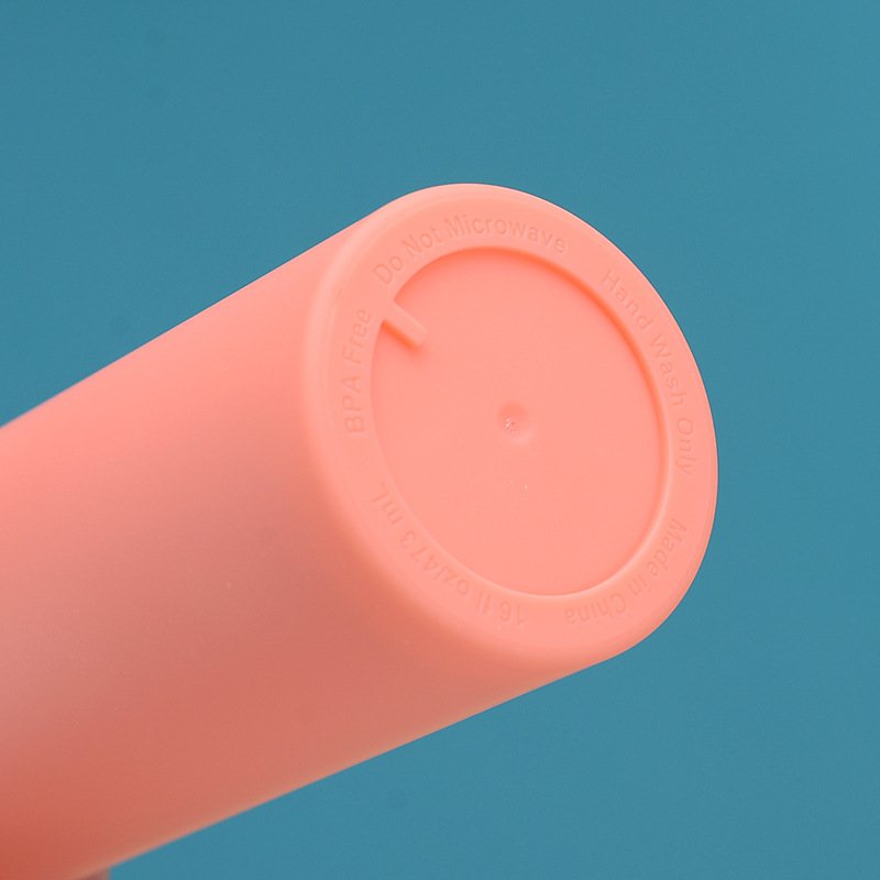 16oz Double Wall Matte Acrylic Skinny Tumbler Insulated Colorful Slim Plastic Cups Water Bottle With Lid And Straw