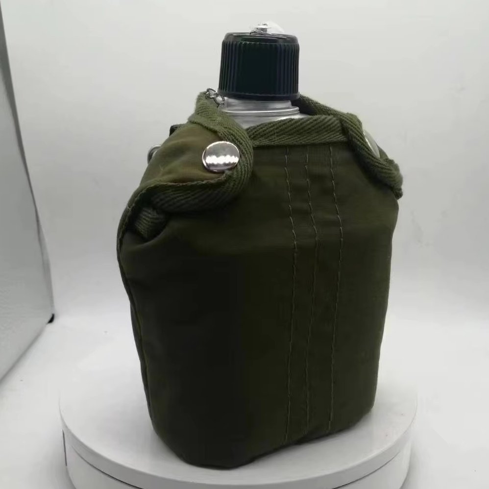 Aluminum water bottle with cup and cotton cloth bag aluminum water canteen for outdoor