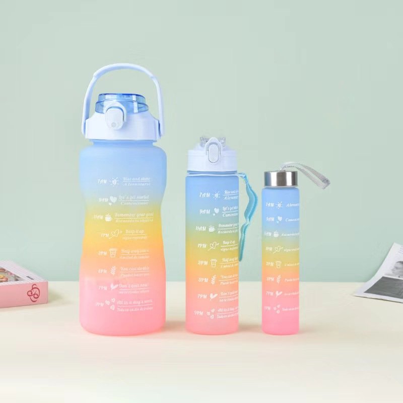 A005 Sports Water Bottle 3pcs/Set Motivational Water Bottle for Male Female Set 2000ML 900ML 280ML Portable Reusable Summer Cups