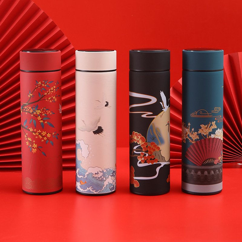 Business Temperature Display 500ml 17oz Stainless Steel Smart Thermos Led Water Bottles Coffee Mugs Tumbler Cups Straight