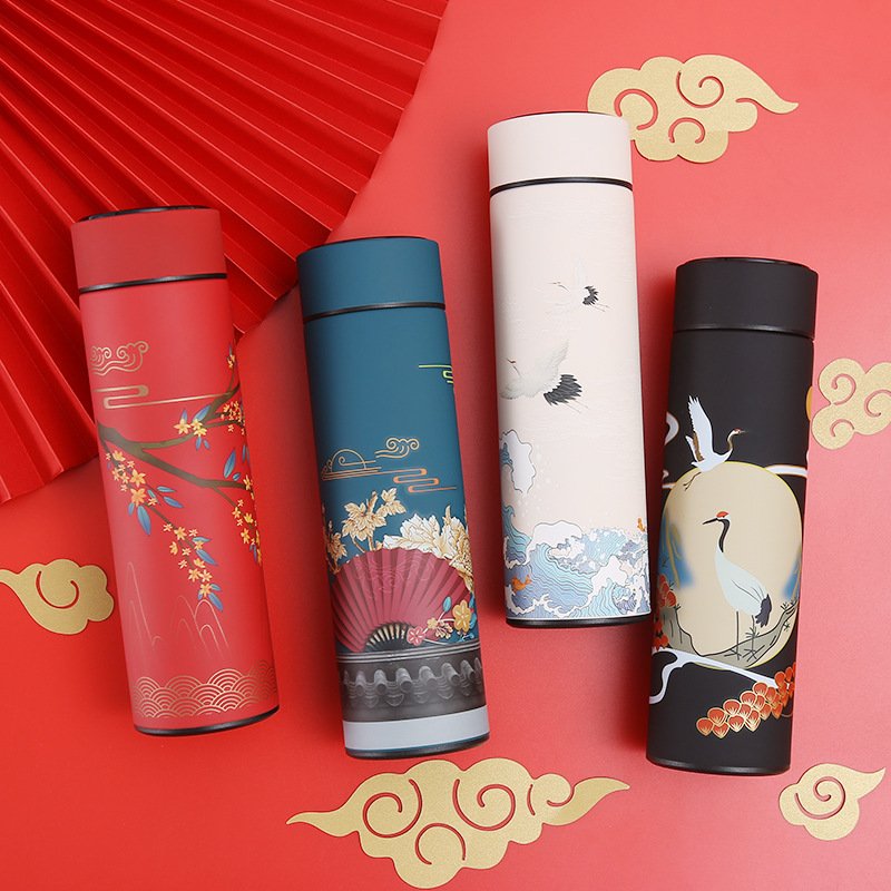 Business Temperature Display 500ml 17oz Stainless Steel Smart Thermos Led Water Bottles Coffee Mugs Tumbler Cups Straight