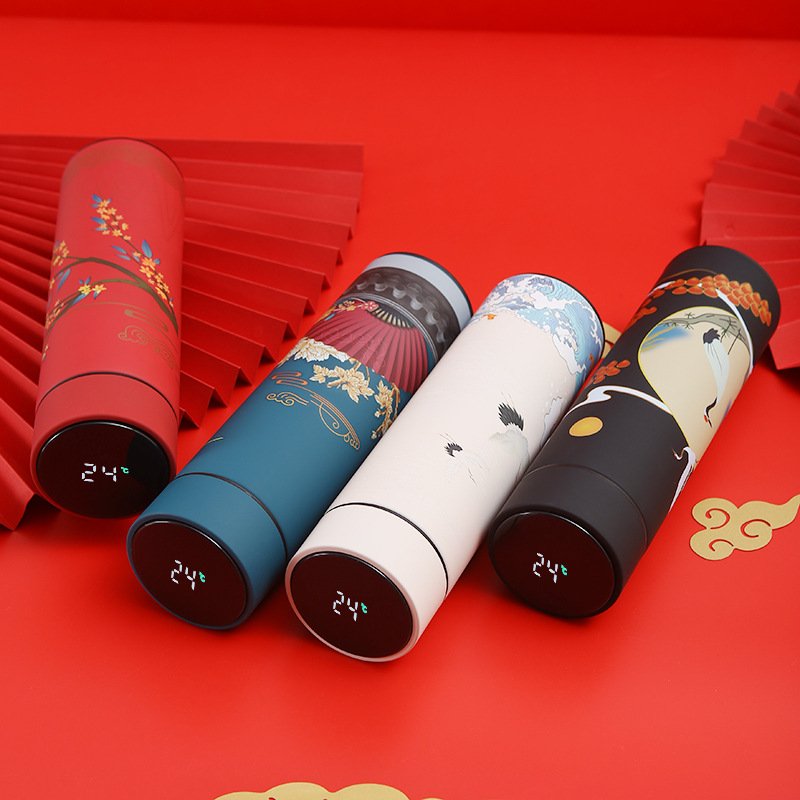 Business Temperature Display 500ml 17oz Stainless Steel Smart Thermos Led Water Bottles Coffee Mugs Tumbler Cups Straight
