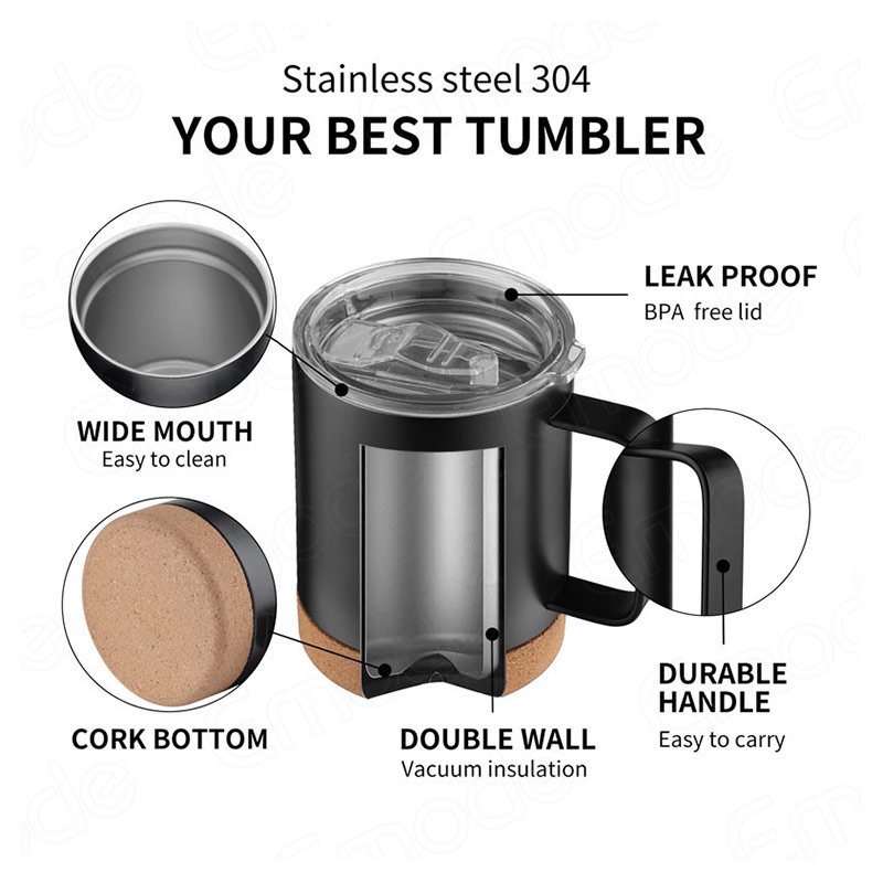 Sublimation 8oz 12 oz Coffee Mug with Handle and Lid,Double Wall Vacuum Insulated Camping Mug Stainless Steel Travel Tumbler Cup