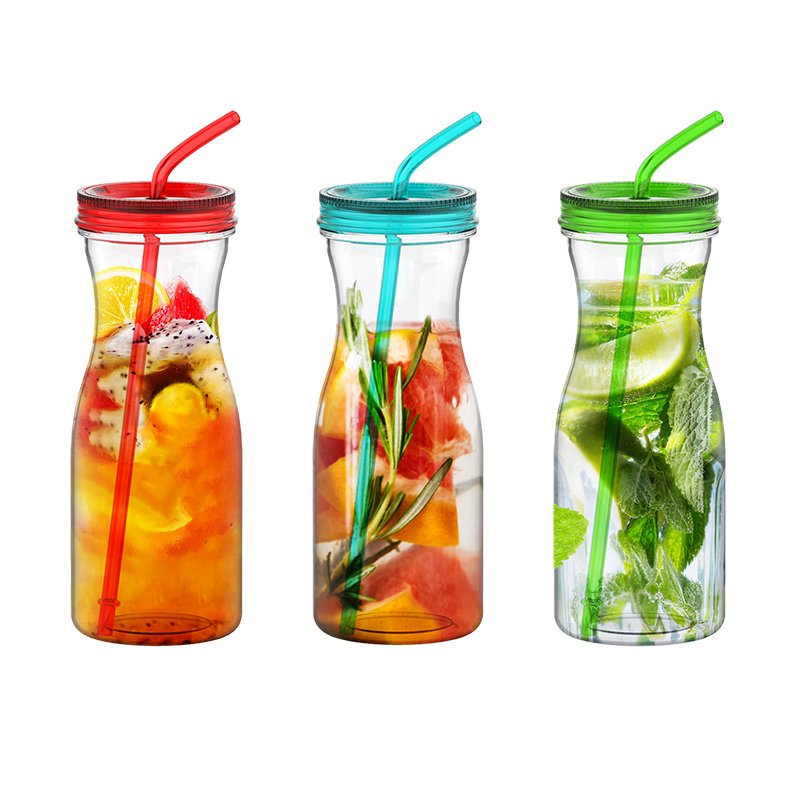 970ml 33oz New Design Easy Hold Plastic Coffee Mug Beer Mug with Straw and Lid