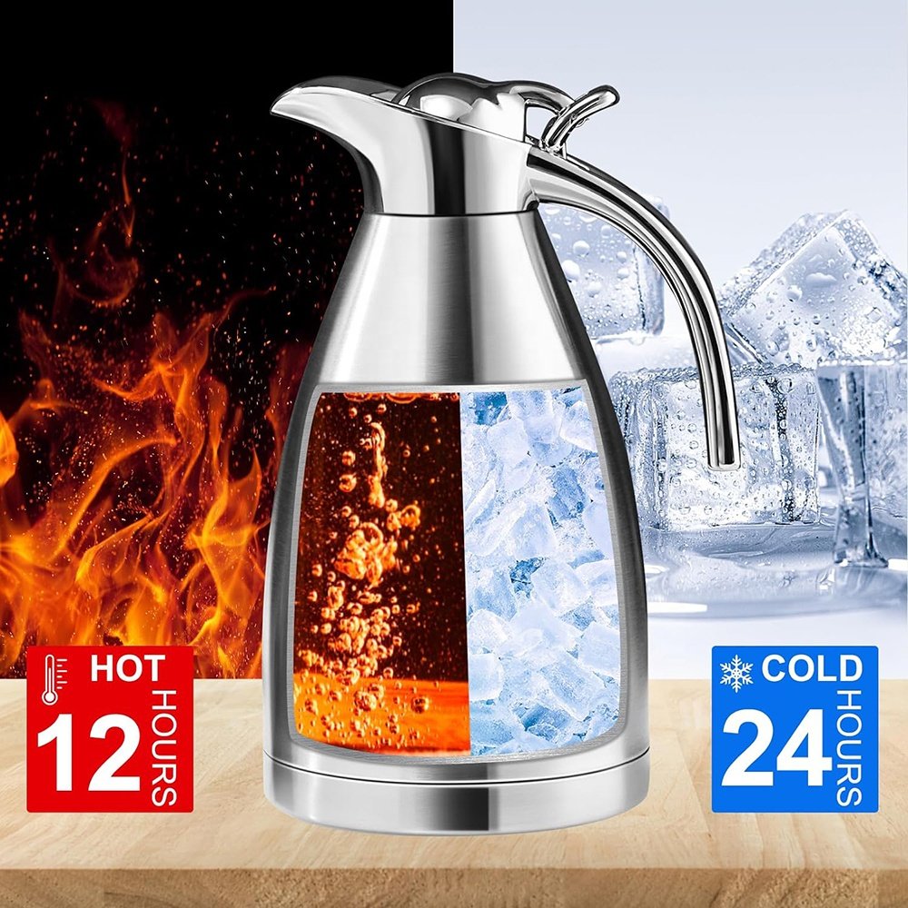 Coffee Thermos 1.5L Double Wall Stainless Steel Kettle Vacuum Flasks Water Flask Carafe
