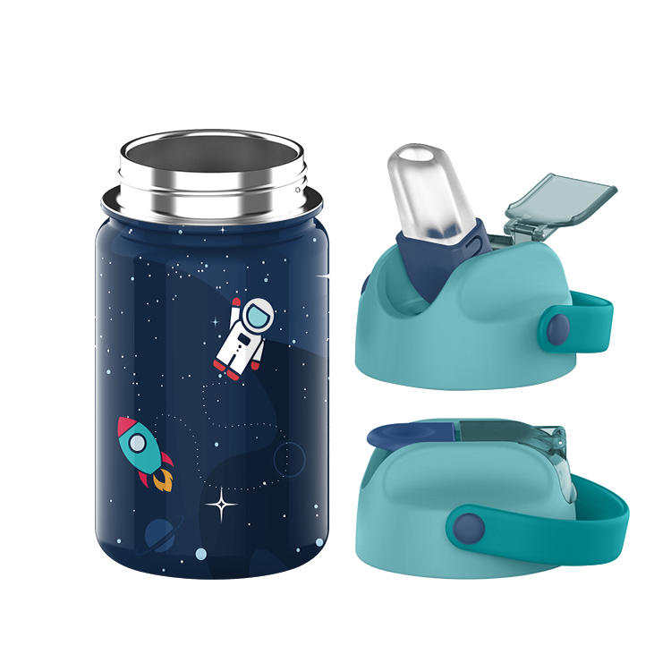 Best Selling Portable Customized Logo Stainless Steel Kids Drinking Insulated Water Bottle With Straw Lid