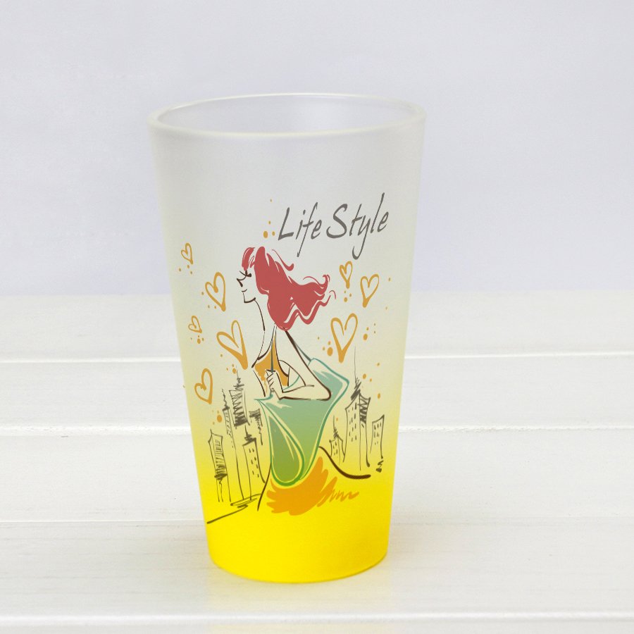 Sublimation Frosted Glasses Gradient cup Colorful Rainbow Series Cups Glass Cup Drinking Cone Mug 17oz
